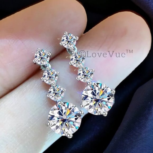 Certified 2.6ct. t.w. Diamond Brilliant Cut Dangle Drop Earrings - Picture 5 of 15